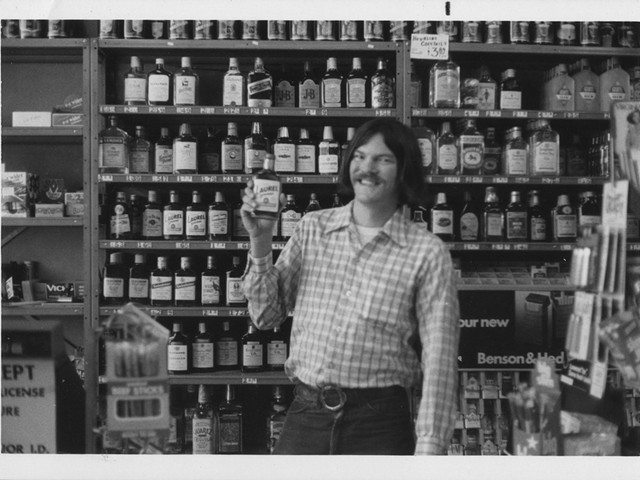 Bruce Cole in a liquor store, circa 1976.