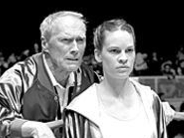 Fighting chance: Clint Eastwood (left) and Hilary 
    Swank (right) give knockout performances.