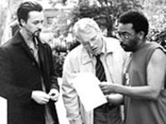 Edward Norton, Philip Seymour Hoffman and Spike Lee at work on 25th Hour