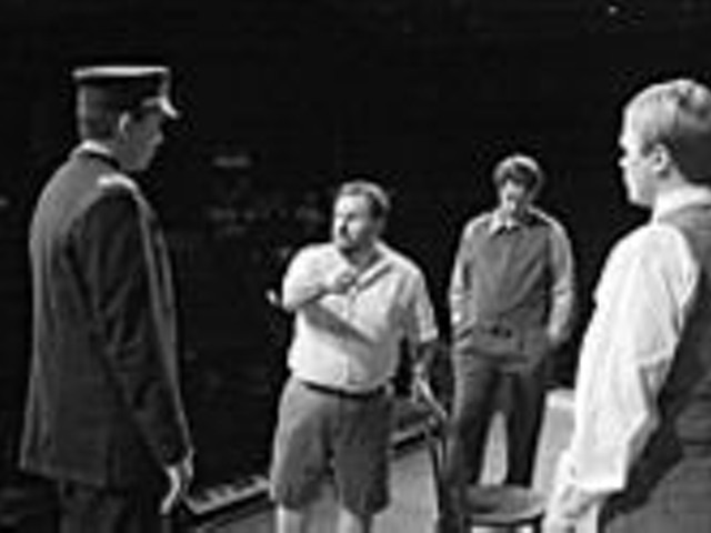 Graham Fandrei, director Michael Albano, David Sadlier and Bryon Grohman during a rehearsal of Loss of Eden