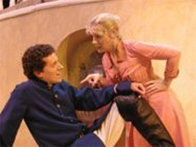 Benedick (John Wolbers, left) and Beatrice (Suki Peters, right) make something out of Nothing.