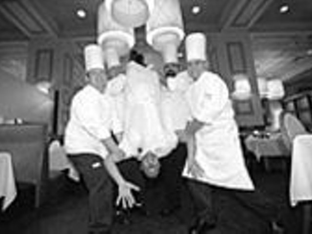 Eau my! (l to r) Cook David Lawhorn, saut&eacute; cook Kurt Glock, chef de cuisine David Gilbert, sous chef John Clover and row cook Ryan McLaughin (not pictured: pantry cook James Clark)