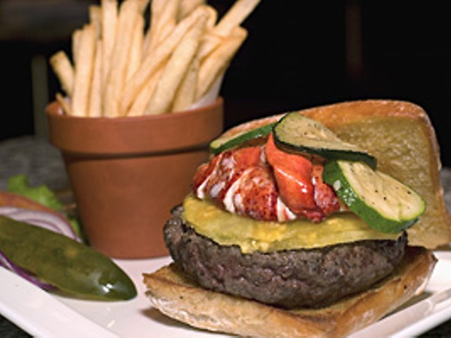 The Burger Bar's American Kobe beef burger on ciabatta topped with roasted pineapple, Maine lobster and zucchini.