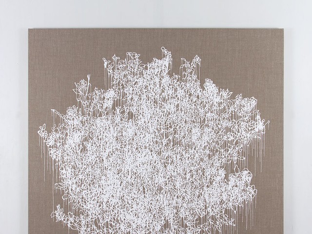 Andrew Millner, White Rose IV, 2011, acrylic on linen, 72 by 75 inches.