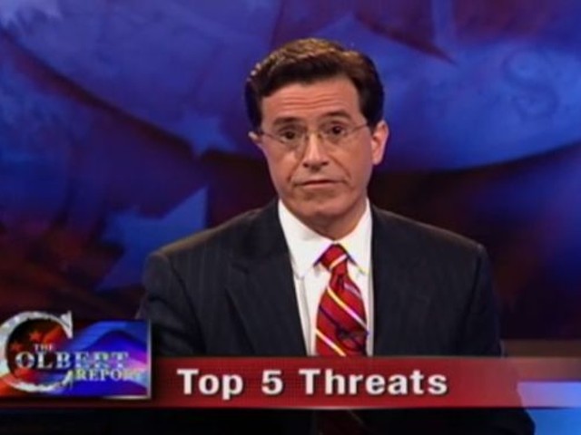 Colbert in the opening of the very first Colbert Report.