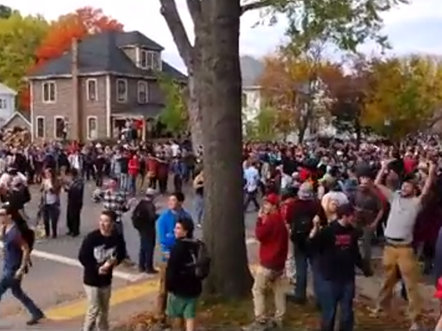 Keene State students start to get rowdy before violence and rioting breaks out at the Keene Pumpkin Festival.