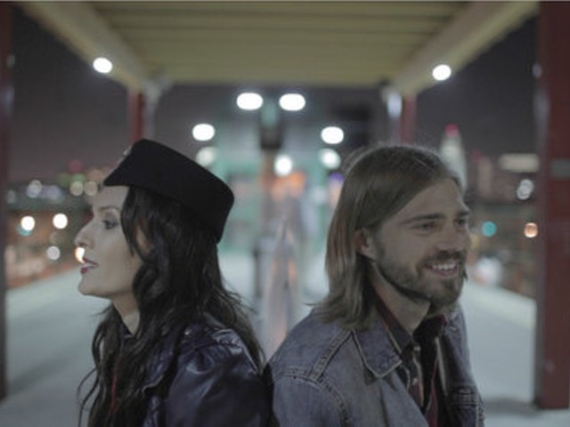 Nathan Sutton (R) and his wife Elisha Skorman in their feature film, Autumn Wanderer.