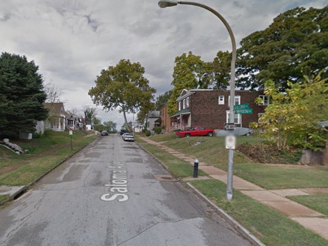 The 5700 block of Saloma Avenue, where Jermaine Jones was shot to death. Police found gunshot damage to an unoccupied house and a vehicle behind the camera's perspective.