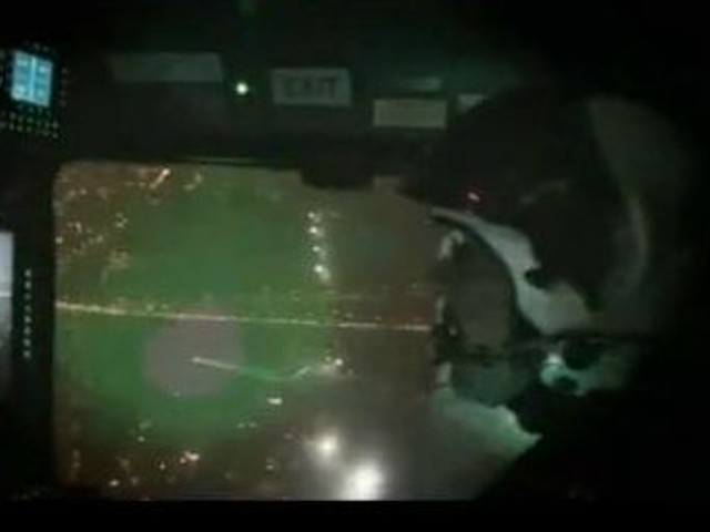What a laser pointer looks like from the cockpit of a helicopter.