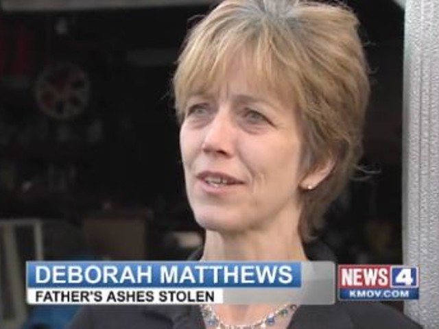 Take note: This is the precise expression to wear when explaining the theft of your father's ashes.