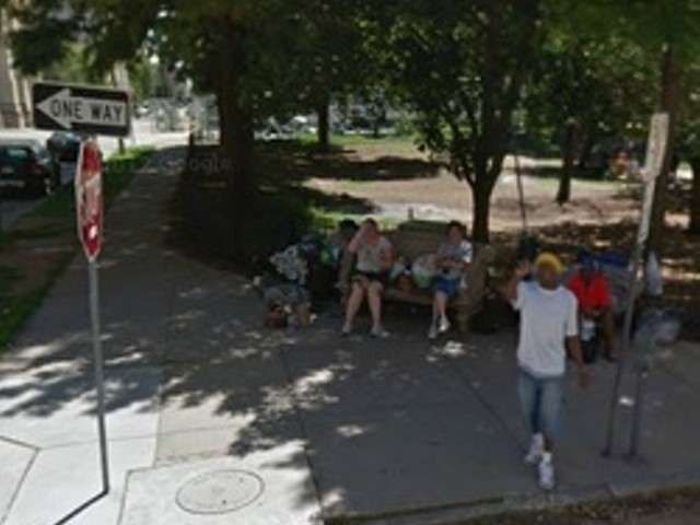 Google Street View captures some urban campers in Lucas Park.