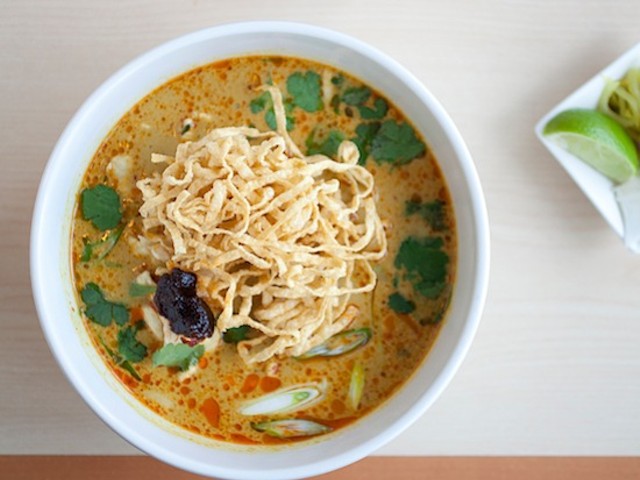 A bowl of khao soi, curry-noodle soup, at Fork & Stix