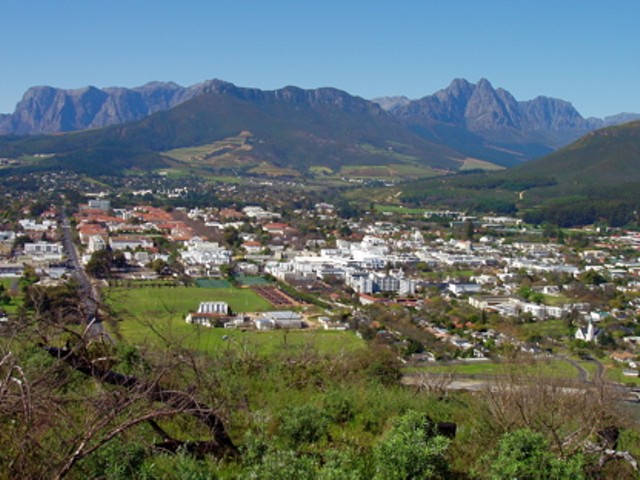 The view near Stellenbosch, in South Africa. Would you buy wine grown near here? Gut Check would!