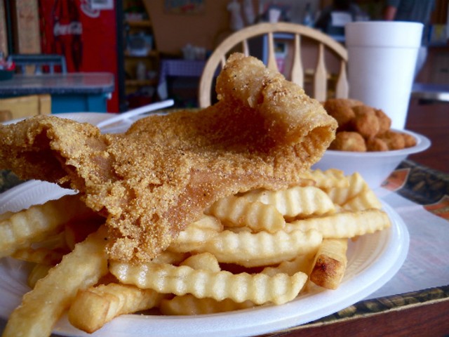 The catfish platter comes with a side of gumbo or jambalaya, so prepare to be stuffed.
