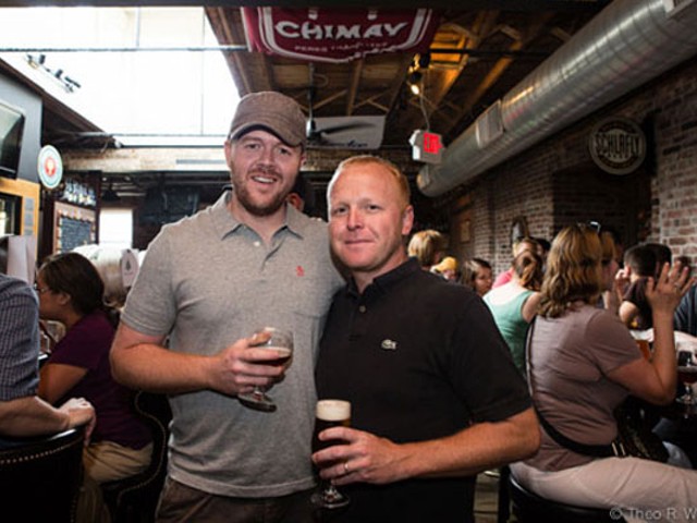 Cory King, left, with iTap owner Brad Lobdell at Firkin Fest. | Theo Welling