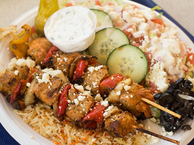 A chicken-kebab platter from St. Louis Taco & Pita Grill. | Photos by Mabel Suen