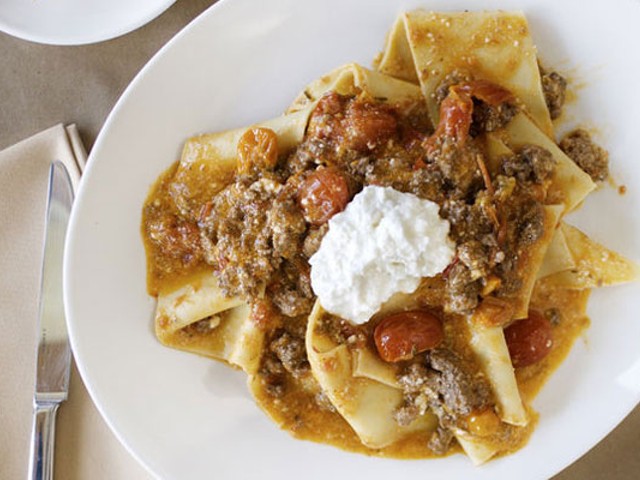 Pappardelle with lamb, pork, tomato and ricotta. | Jennifer Silverberg