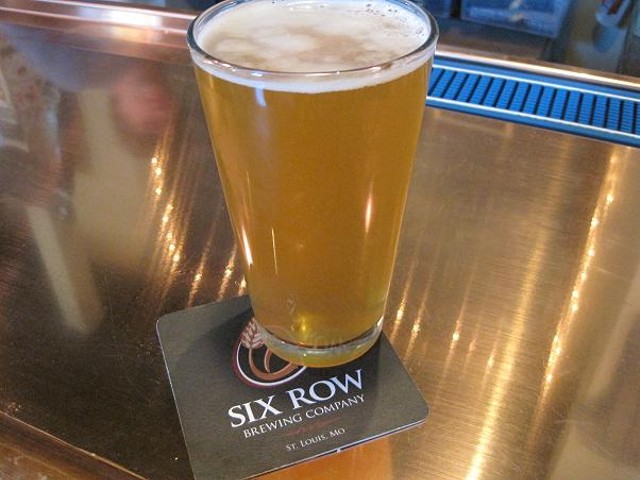 A pint of the Plant No. 1 Pre-Prohibition Pilsner at Six Row Brewing Company