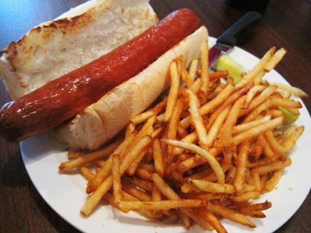 The "Quincy Street Monster Dog" at Quincy Street Bistro