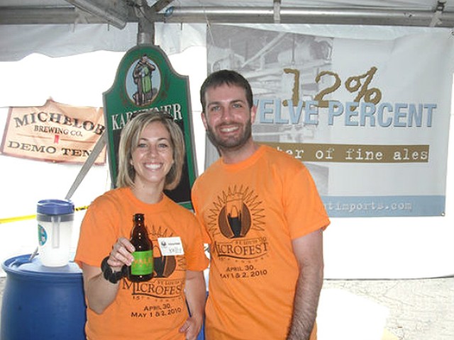 Volunteers sipping beers at 2010's St. Louis Microfest.
