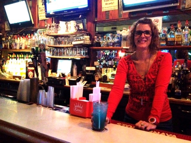 DePauli with her "Blue Steel" cocktail.