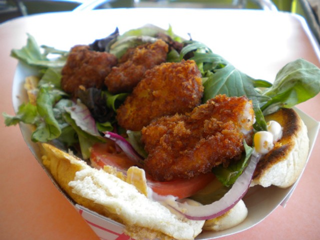 Guess Where I'm Eating this Shrimp Po'Boy and Win a Gift Certificate to Gioia's [Updated With Winner]!
