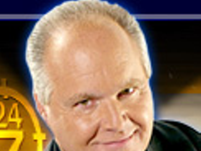 Rush Limbaugh, man with an electric blue halo.