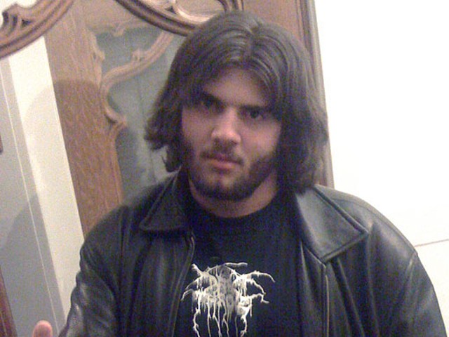 Metal fan Brent Dossett of Collinsville, Illinois.