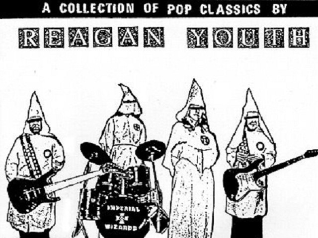Reagan Youth was a non-racist band who famously "Hated Hate," but who frequently used racist imagery in order to help drive home the band's point that Reagan was evil. The name of the group is in fact a parody of the "Hitler Youth" of World War II.