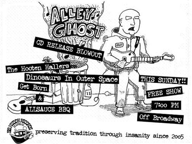 Show Flyer: Bob Reuter's Alley Ghost CD Release Show at Off Broadway, Sunday, March 29