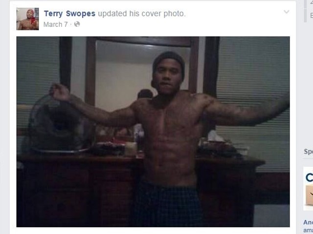 Terry Swopes, a convicted felon, poses for Facebook.