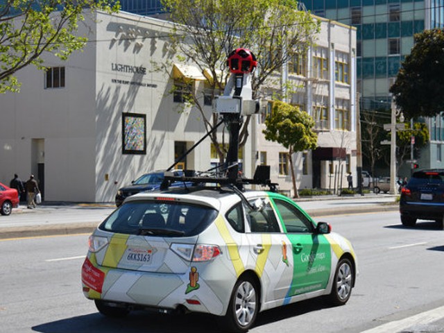 A Google Streetview vehicle at work in San Francisco.