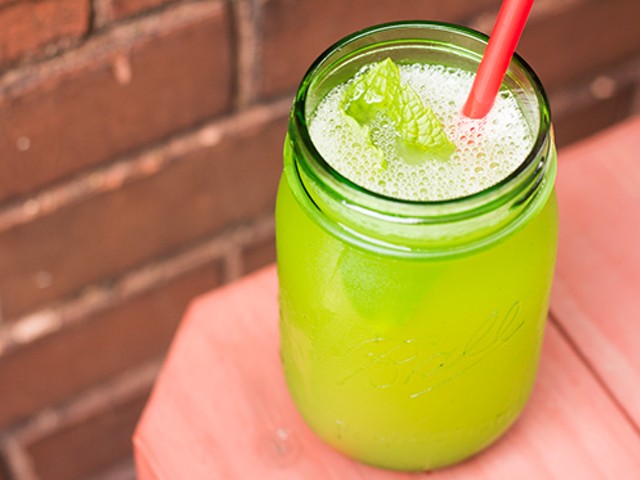 "Cool Cucumber" juice with cucumber, pineapple and mint.