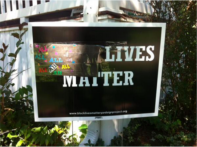 Sue Dersch's "Black Lives Matter" sign was defaced last Tuesday. But that was only the beginning.