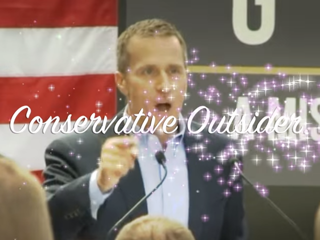 A screenshot of an attack ad against Eric Greitens.