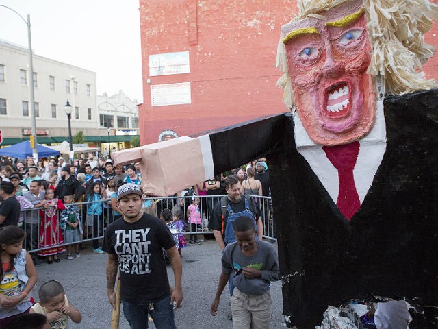 Last year's Donald Trump piñata. Trump is scary even in piñata form.