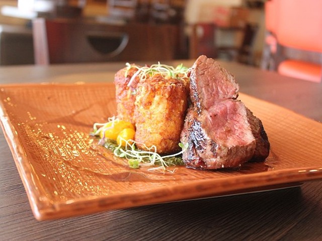 Prime 55's tenderloin, served with cheddar tots.