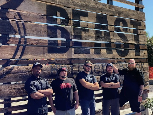 The Beast Butcher & Block team: Sous Chef Kelvin Johnson, butcher CJ Baerman, executive chef Ryan McDonald, pit boss Jim Thomas and pitmaster/owner David Sandusky.