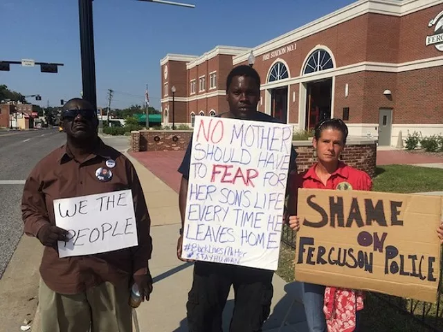 Protester Angelique Kidd, far right, is among many people who previously sued Ferguson Officer Eddie Boyd for violating their rights.