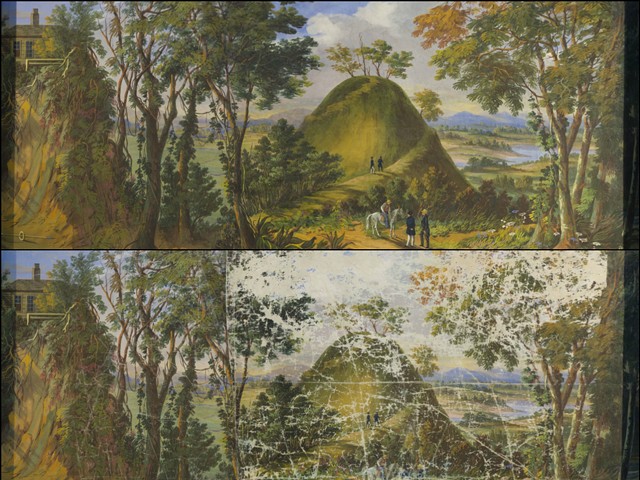 Before restoration (below) and after (above).