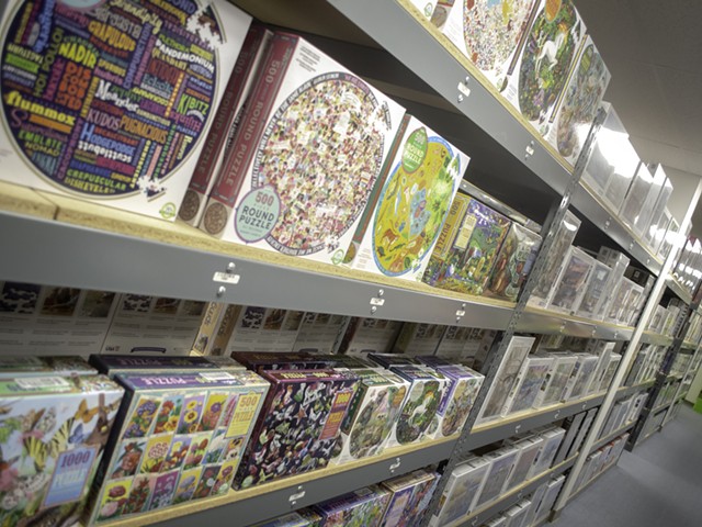 The Puzzle Warehouse has more than 10,000 puzzles and plenty of board games to keep you entertained.