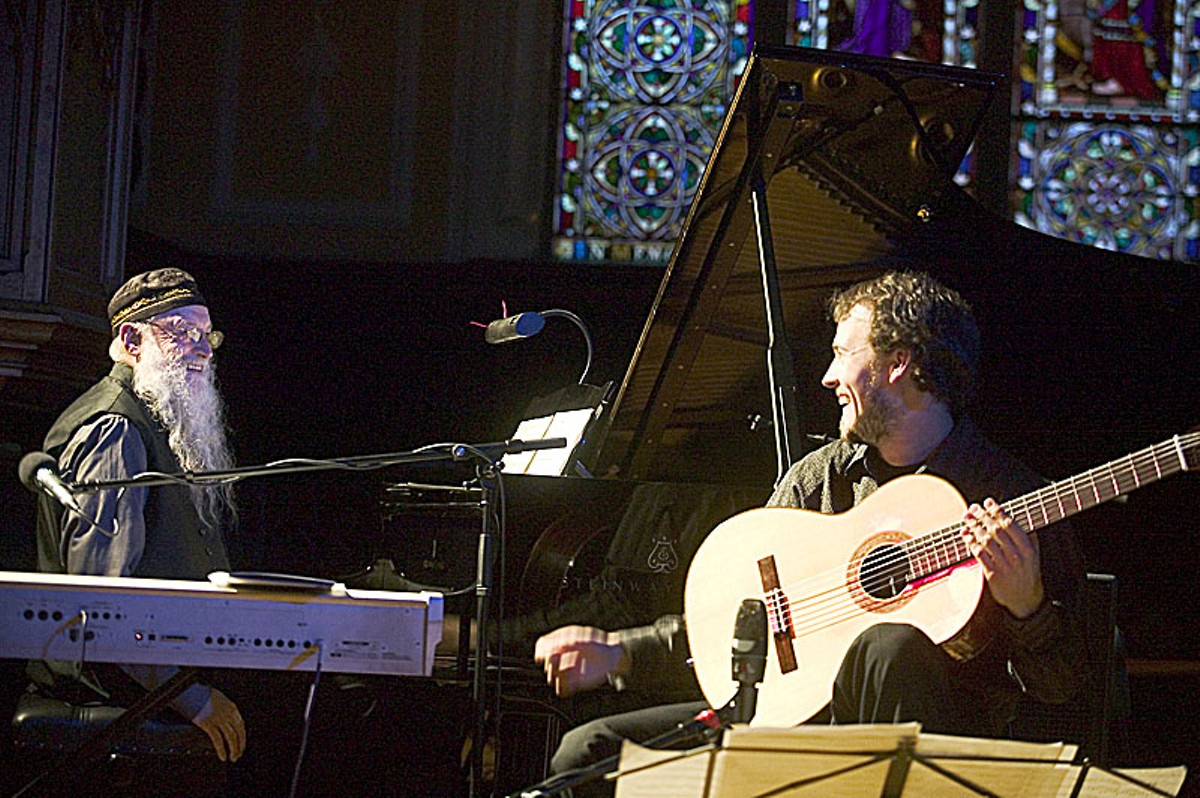 Terry Riley, left, has inspired musicians from Philip Glass to Brian Eno.