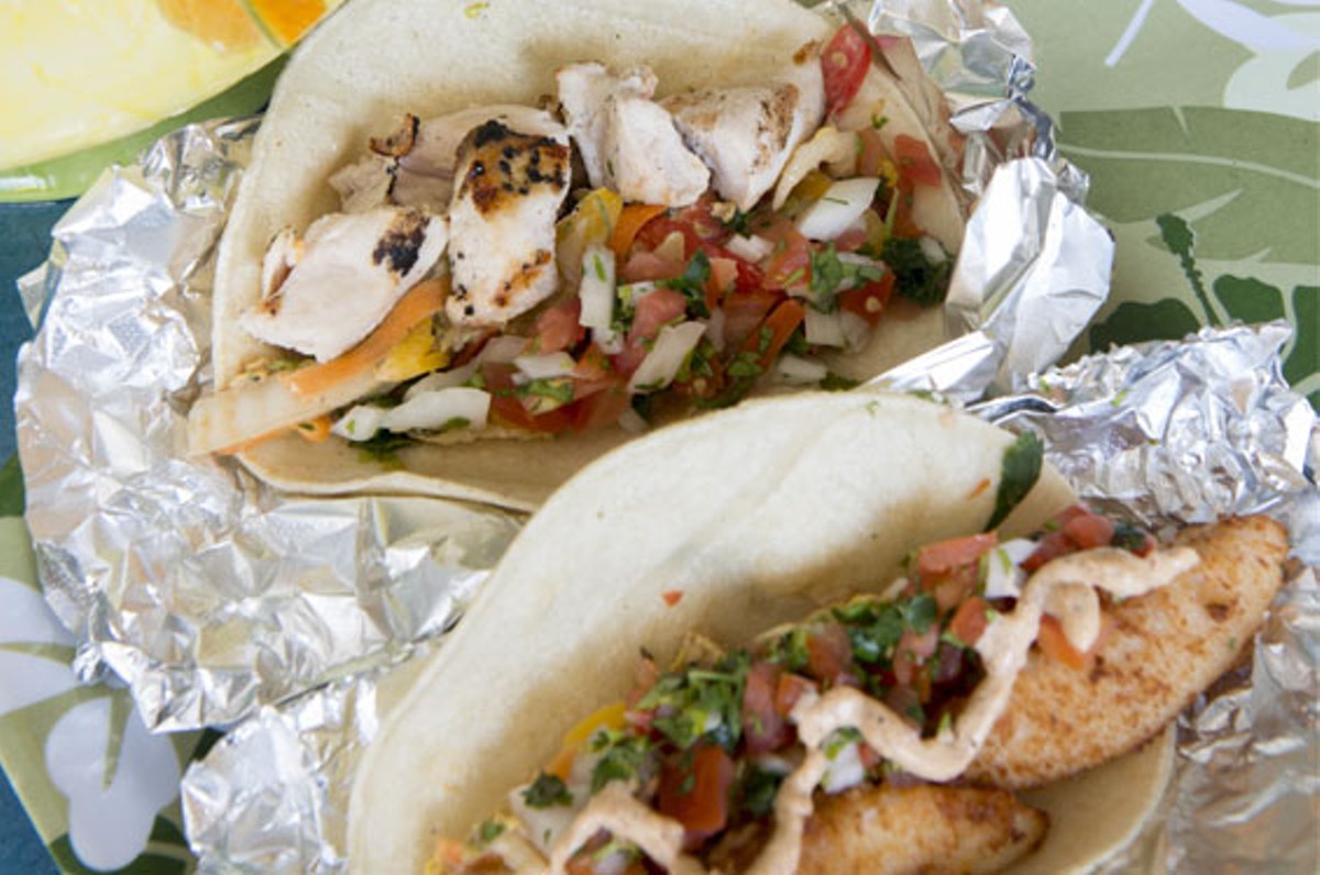 Grilled Chicken and White Fish Tacos.
    
    
    See photos: Taha'a Twisted Tiki Serves Cocktails from Paradise in the Grove