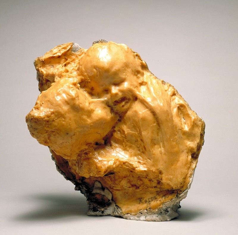 Medardo Rosso. Aetas aurea (Golden Age), late 1885-1886. Wax with plaster interior, 19 x 18 1/4 x 14 in. (48.3 x 46.4 x 35.6 cm). Raymond and Patsy Nasher Collection, Nasher Sculpture Center, Dallas. Photograph by David Heald.