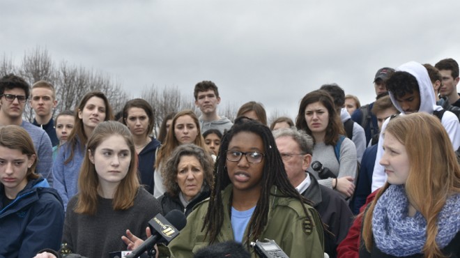 Clayton High School student Hayley Bridges, center, says she fears she could be shot at any moment.
