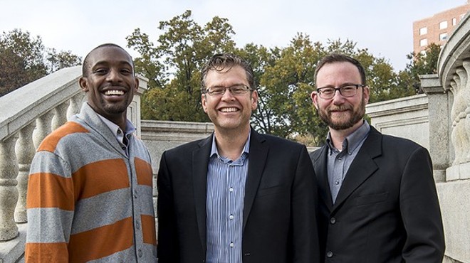 ArchCity Defenders executive director Blake Strode (left) with the firm's co-founders Thomas Harvey and Michael-John Voss.