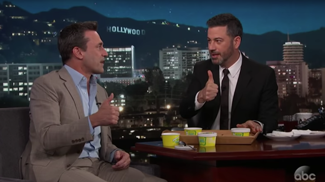 Jon Hamm and Jimmy Kimmel give Ted Drewes' frozen custard a literal thumbs-up.
