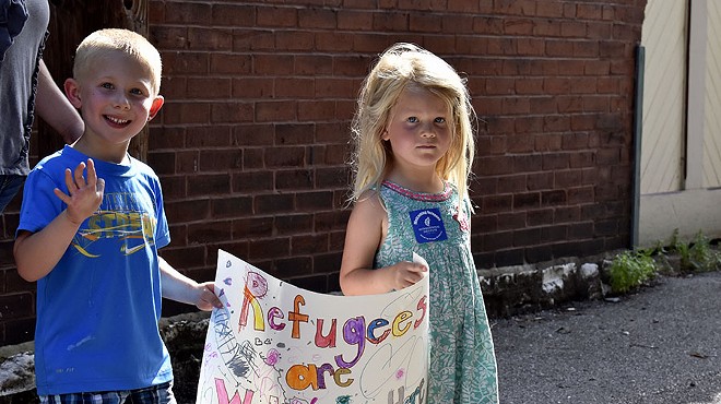 Many children with their own signs marched alongside their families.