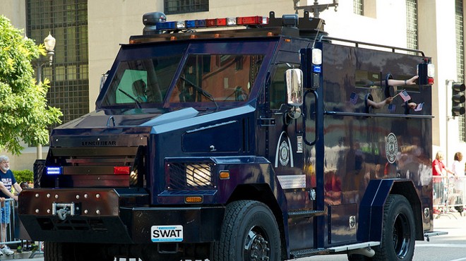The St. Louis SWAT team shows off its fancy toys at a 2013 parade.