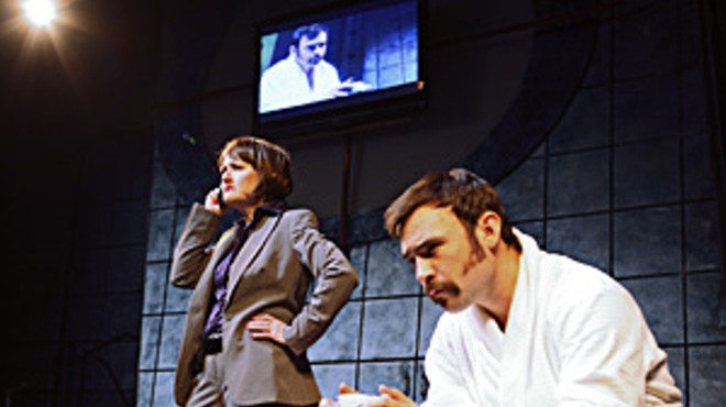 Lavonne Byers and Rusty Gunther in 
    HotCity Theatre&#146;s The Dead Guy.
